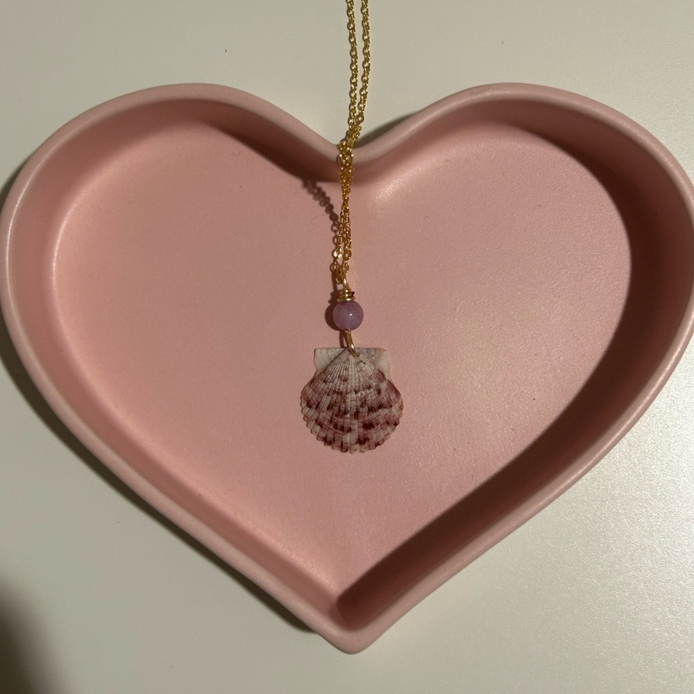 Seashell Necklace - Purple Calico